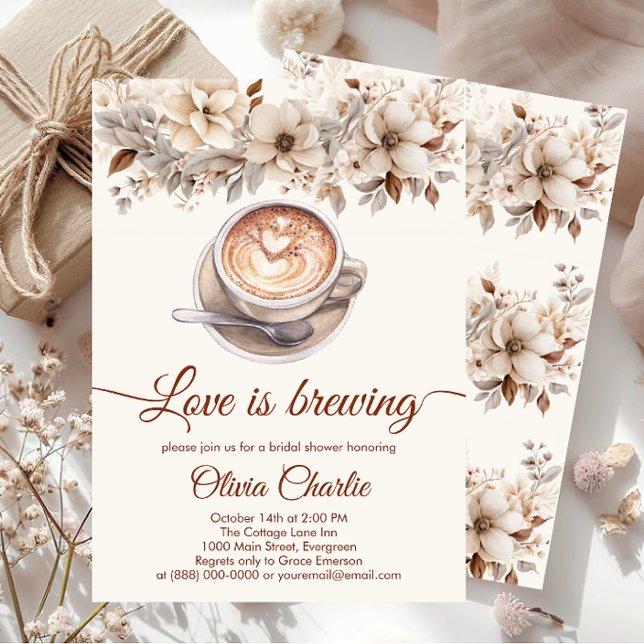 Elegante Liebe ist Brautparty-Kaffee brauen Einladung (Von Creator hochgeladen)