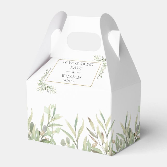 Elegante Liebe ist eine süße Hochzeit im Grünen Geschenkschachtel (Vorderseite)