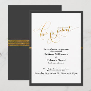 Elegante Liebe ist geduldig Dunkelgrau Gold Streif Einladung