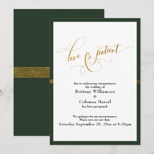 Elegante Liebe ist geduldig Grün & Gold gestreifte Einladung