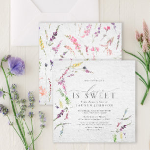 Elegante Liebe ist süße Wildblume Aquarelldusche Einladung