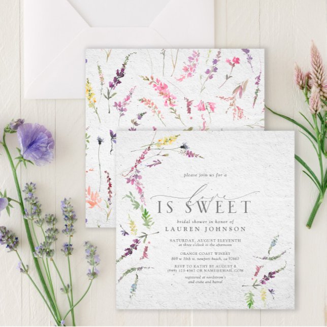 Elegante Liebe ist süße Wildblume Aquarelldusche Einladung (Von Creator hochgeladen)