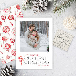 Elegante Liebe ist süßes erstes Weihnachtsrot Foto Feiertagskarte