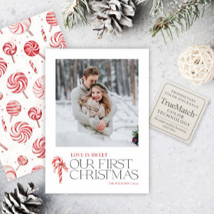 Elegante Liebe ist süßes erstes Weihnachtsrot Foto Feiertagskarte