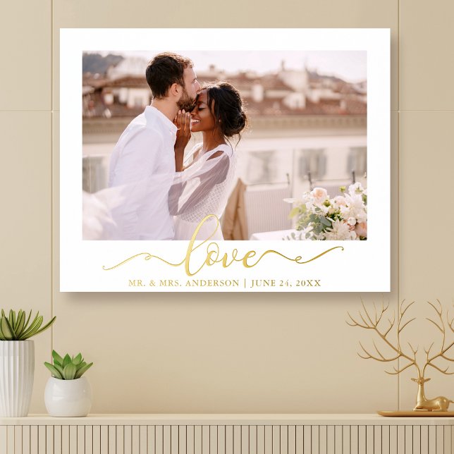 Elegante Liebe Kalligrafie Script Wedding Foto Gol Foliendrucke (Von Creator hochgeladen)