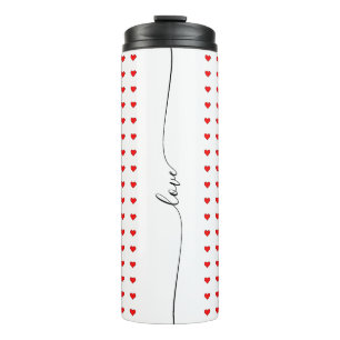 Elegante Liebe Rotes Herz Nahtloses Muster Thermosbecher