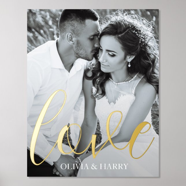 Elegante Liebe Script Real Foil Print Foliendrucke (Vorderseite)