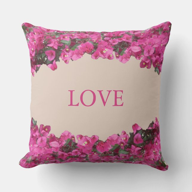 Elegante Liebe Tropische Blume auf Beige Kissen (Vorderseite)