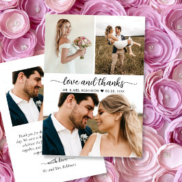 Elegante Liebe und Dank 3 Fotocollage Hochzeit Dankeskarte