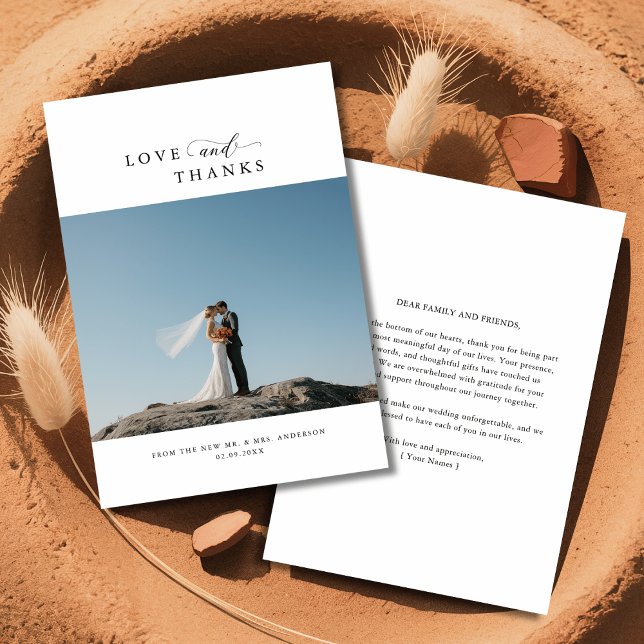 Elegante Liebe und Dank Foto Minimalistisch Hochze Dankeskarte (Von Creator hochgeladen)