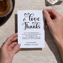 Elegante Liebe und Dank Herz Schrift Hochzeit