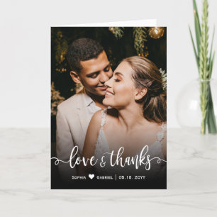 Elegante Liebe und dank Script Foto Hochzeit Dankeskarte