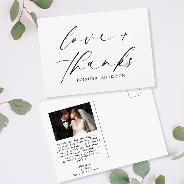 Elegante Liebe und dank Script Foto Hochzeit Postkarte (Von Creator hochgeladen)