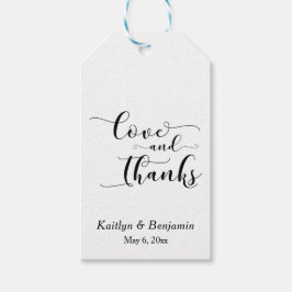 Elegante Liebe und Dank Typografie Hochzeit Geschenkanhänger