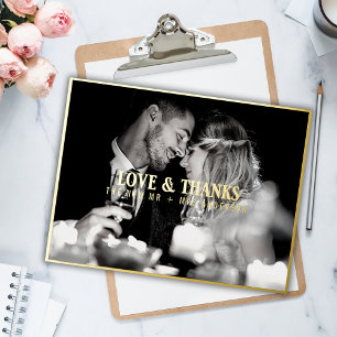 Elegante Liebe und danke Hochzeit Foto Vielen Dank Folien Feiertagspostkarte