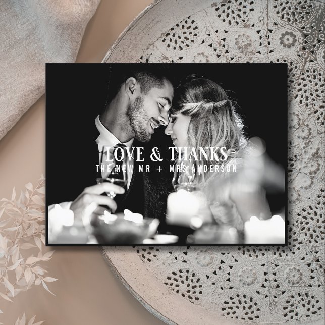 Elegante Liebe und danke Hochzeit Foto Vielen Dank Postkarte (Von Creator hochgeladen)