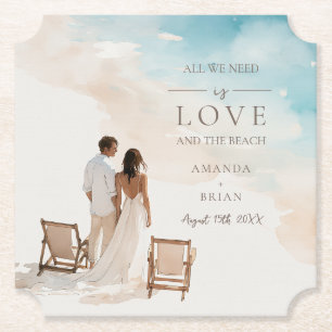 Elegante Liebe und Strandhochzeitsuntersetzer Untersetzer