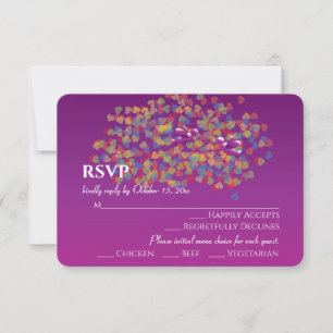 Elegante Liebesvögel Cassis Lila Hochzeits-Antwort RSVP Karte