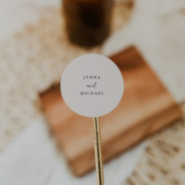 Elegante Light Beige Script Wedding Runder Aufkleber