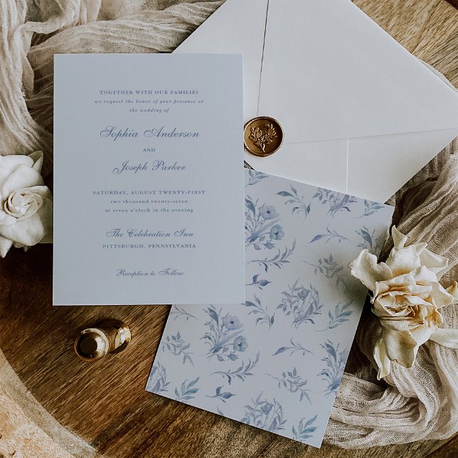 Elegante Light Blue Chinoiserie Hochzeit Einladung (Von Creator hochgeladen)