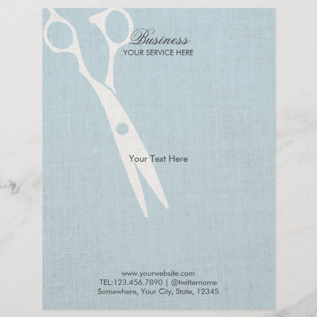 Elegante Light Blue Imitate Linen Hair Salon Brosc Flyer (Vorne)