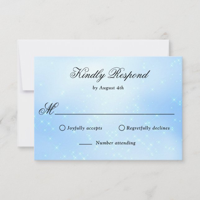 Elegante Light Blue RSVP Karte (Vorderseite)