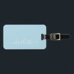 Elegante Light Blue Script Name Personalisiert Gepäckanhänger<br><div class="desc">Elegante Pastel Light Blue Script Name Personalisierte Gepäckmarke</div>