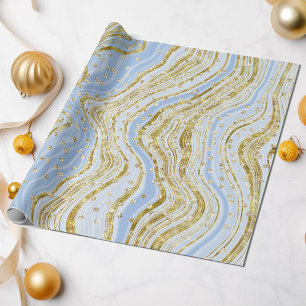 Elegante Light Blue Sparkle Wirbel Glitzer Sequins Geschenkpapier