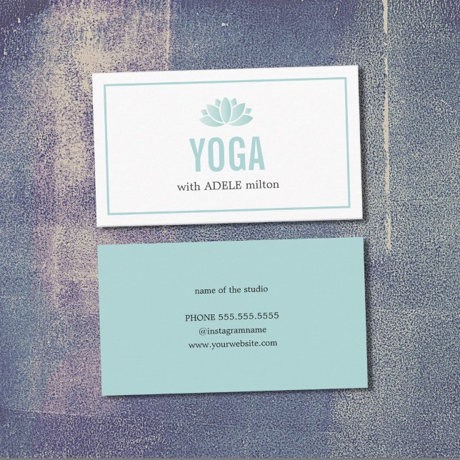 Elegante Light Blue White Lotus Yoga Instructor Visitenkarte (Von Creator hochgeladen)