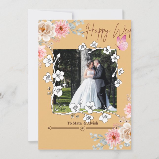 Elegante Light Brown Foto Collage Wedding Einladun Einladung (Vorderseite)