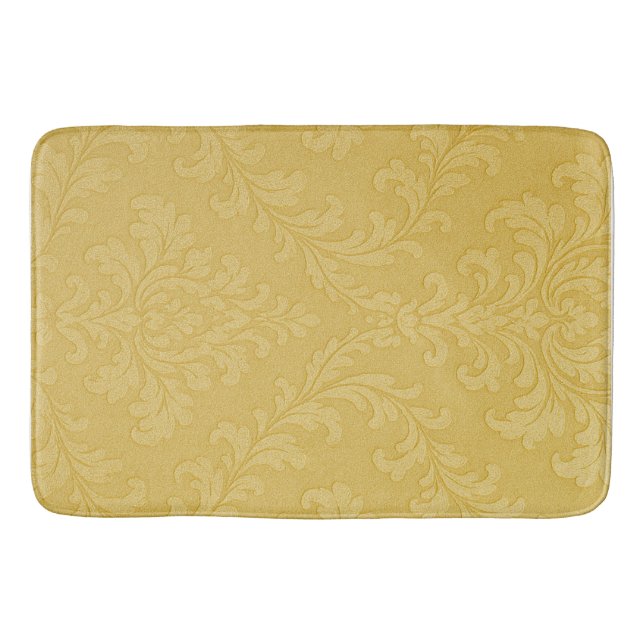 Elegante Light Gold Baroque Damask Badematte (Vorderseite)