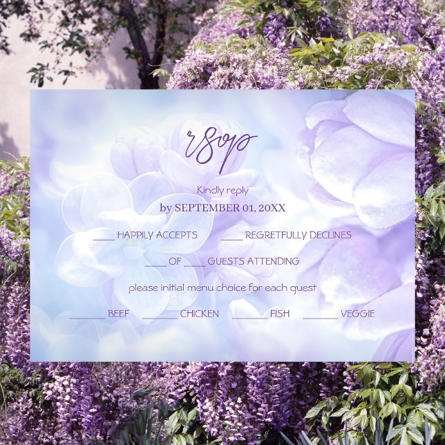 Elegante Light Lila Lilac Blume Hochzeit RSVP Karte (Von Creator hochgeladen)