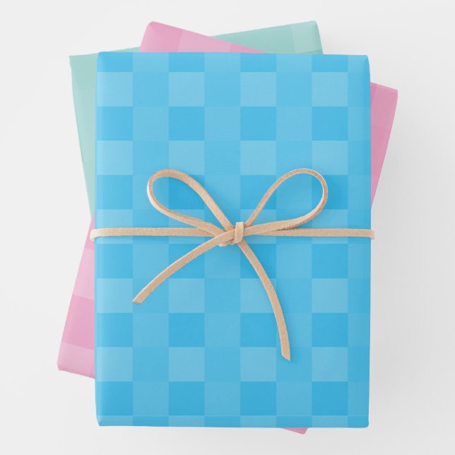 Elegante Light Sky Blue Pink Aquamarin Pastel Mini Geschenkpapier Set (Beispiel)