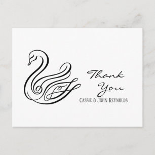 Elégante ligne Art Swan Mariage Merci carte postal