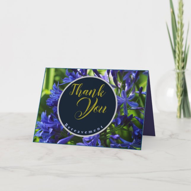 Elegante Lila Agapanthus-Blume Bereavement Dankeskarte (Vorderseite)