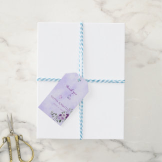 Elegante lila Aquarell-Blumen Geschenkanhänger