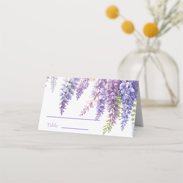 Elegante, lila Aquarellbahn Platzkarte (Vorderseite)