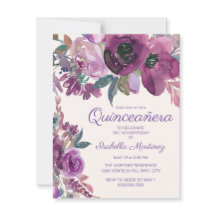 Elegante Lila Aquarellfarben Quinceñera 15.