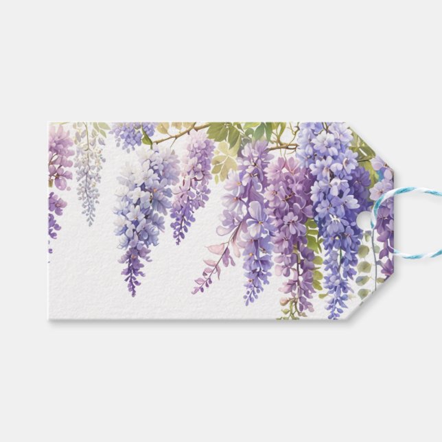 Elegante lila Aquarellweide Geschenkanhänger (Vorderseite (Horizontal))