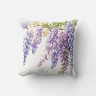 Elegante lila Aquarellwisteria blühend Kissen