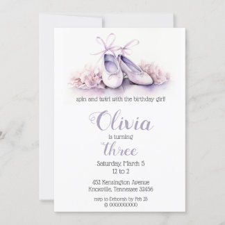 Elegante Lila Ballettschuhe Ballerina Geburtstag Einladung