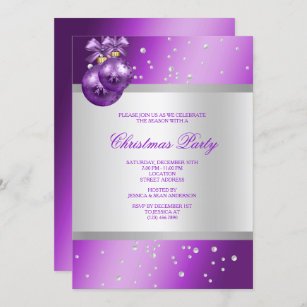 Elegante Lila Baubles & Perlen Weihnachten Einladung
