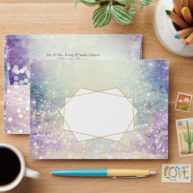 Elegante lila blau goldene geometrische Hochzeit