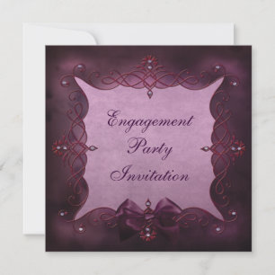 Elegante Lila Bling & Bow Engagement Party Einladung