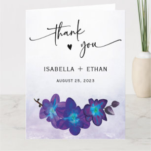Elegante Lila Blue Orchid Wedding Vielen Dank Dankeskarte