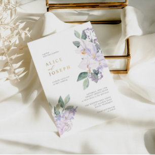 Elegante Lila Blume Grüne Hochzeit Folieneinladung