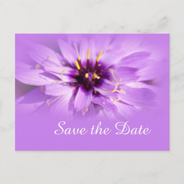 Elegante lila Blume Save the Date Postkarte (Vorderseite)