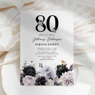 Elegante lila Blumen-Einladung zum 80. Geburtstag Einladung