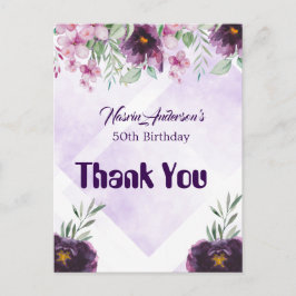 Elegante lila Blumen-Einladung zum Geburtstag Postkarte