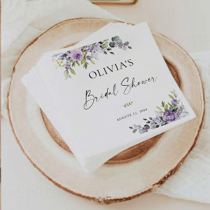 Elegante lila Blumen-Hochzeitsdusche-Serviette Serviette